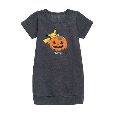 - Pokémon - Pikachu Pumpkin Graphic Short Sleeve Fleece Dress