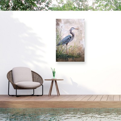 Trademark Fine Art - Jean Plout Heron In The Reeds Matted Framed Art