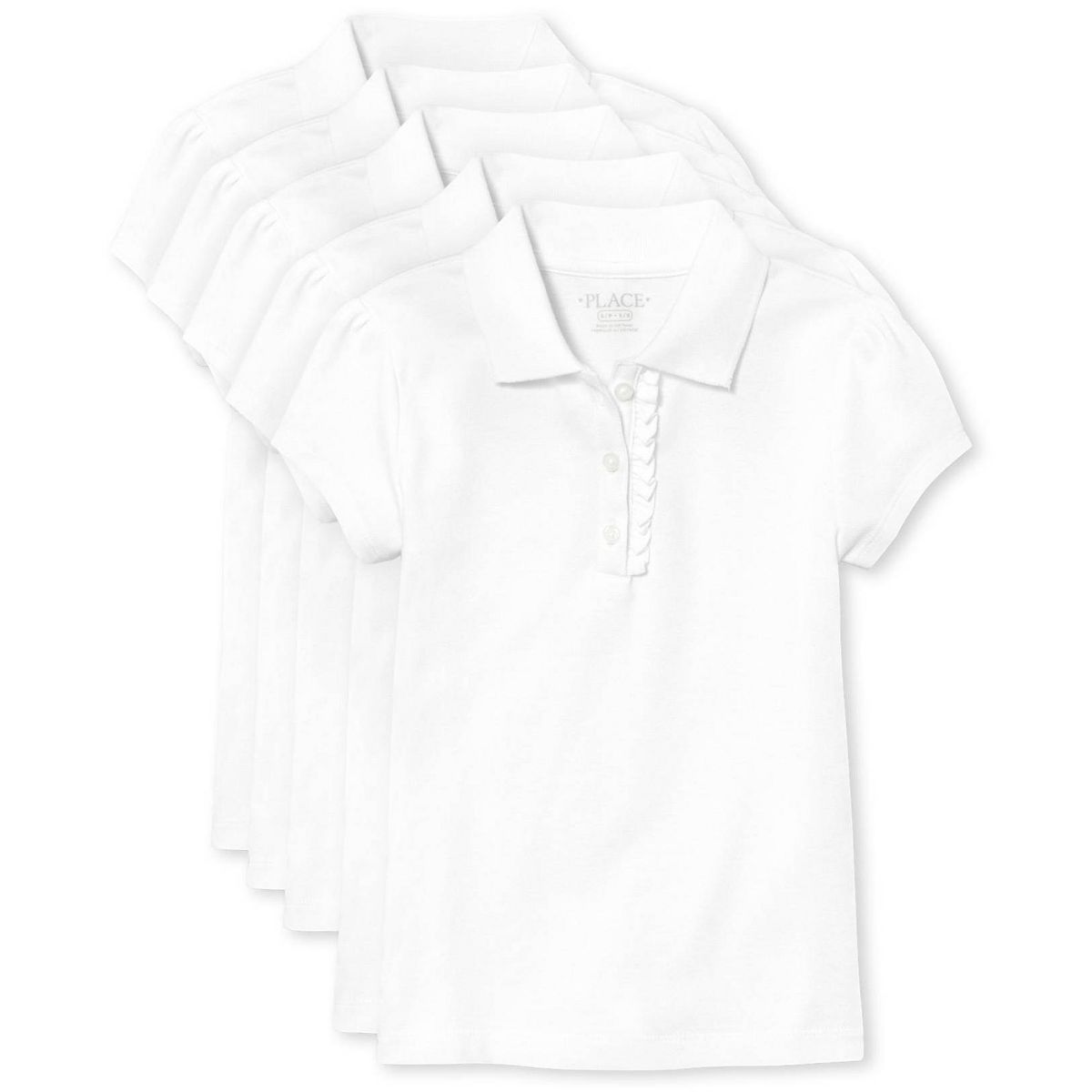 The Children's Place Girls Uniform Short Sleeve Ruffle Pique Polo 5-Pack - thumbnail 10