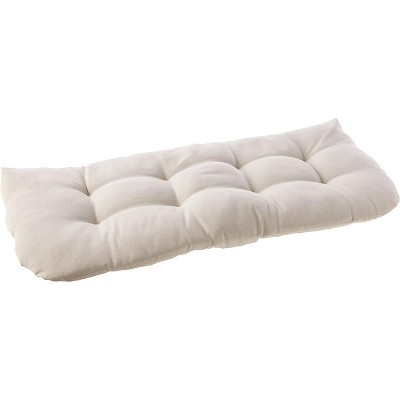 Cream Tufted Outdoor Loveseat Cushion with Polyester Fill