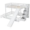 NicBex Twin Over Full Bunk Bed with Slide and Storage Staircase,Loft Bed with Safety Guardrail for Bedroom,Gray/White - 3 of 4