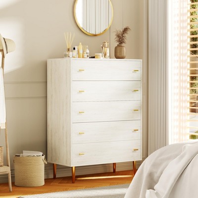 Dresser for Bedroom,Tall Dresser Wood Rustic Chest of Drawers with Large Drawers & Bar Handles,Natural Texture,Drawer Organizer for Living Room