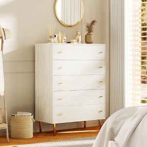 Dresser for Bedroom,Tall Dresser Wood Rustic Chest of Drawers with Large Drawers & Bar Handles,Natural Texture,Drawer Organizer for Living Room - 1 of 4
