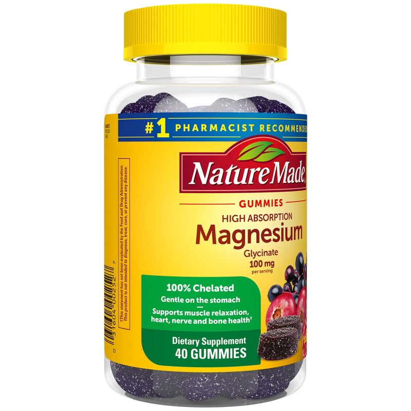 Nature Made High Absorption Magnesium Glycinate Supplement for Muscle, Nerve, Bone &#38; Heart Support, Magnesium Gummies - 40ct, 4 of 12