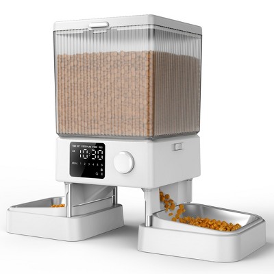 Oneisall PFD-002 Automatic Cat Feeder - 5L, Timed Dispenser for 2 Cats, Dual Bowls, Pet Dry Food Dispenser
