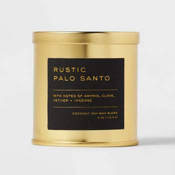 4oz Lidded Metal Jar Black Label Rustic Palo Santo Candle - Threshold™ Soy & Coconut Wax Blend, 20hr Burn Time, Aromatic Decor