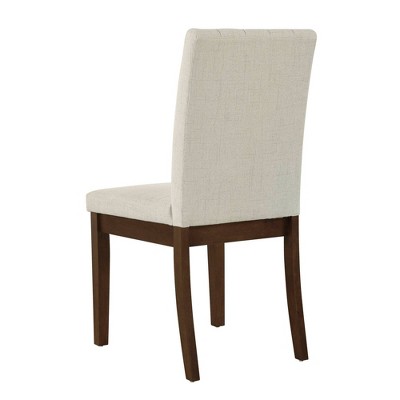 Light Taupe Upholstered Parsons Side Chair with Wood Base