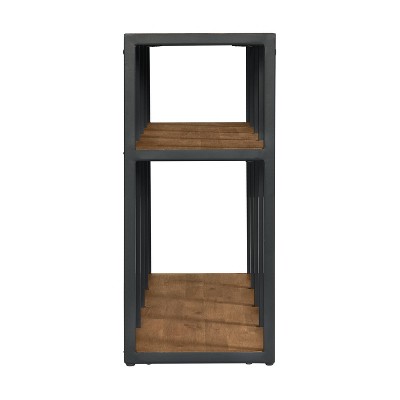 Acacia Wood L-Shaped Corner Desk with Storage Credenza