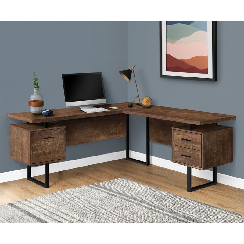 Monarch Specialties Left or Right Facing L Shaped 70-Inch Modern Home Office Corner Computer Study Writing Desk with Drawers, 2 of 7