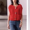 Coolmee Womens Chunky Knit Sweater Vest Casual Sleeveless Button Down Cardigan with Pockets - 3 of 3