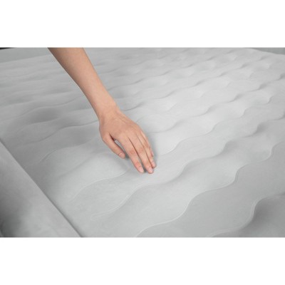 Queen Size Gray and White Raised Air Mattress with Built-in Pump