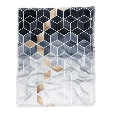 60"X50" Elisabeth Fredriksson Gradient Cubes Throw Blanket Black - Deny Designs