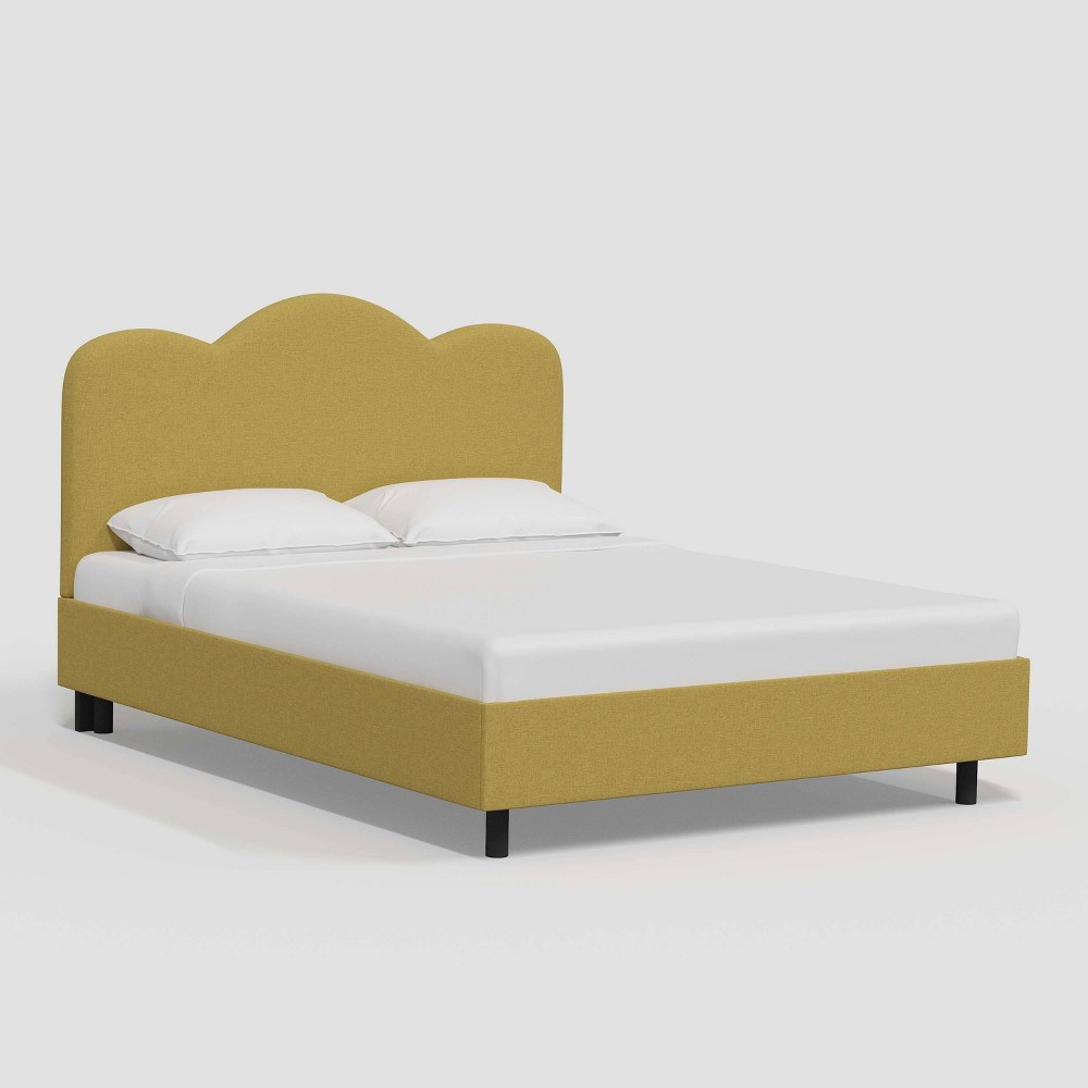 California King Lizzie Platform Bed in Textured Linen Zuma Gold - Threshold™: Pine Frame, No Box Spring Needed -  88963926