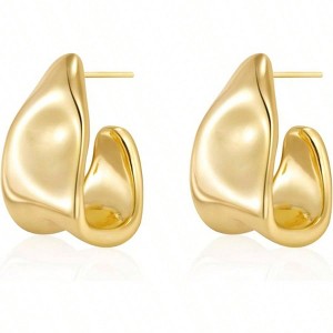 Chunky Gold Stud Earrings, Hypoallergenic, Statement for Women Fashionable and Lightweight - 1 of 4