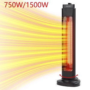 1500W Electric Patio Heater Portable 2 Heating Level With Timer & Remote Control - 1 of 4