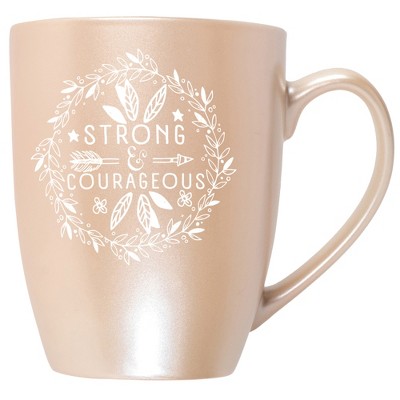 Elanze Designs Strong & Courageous Precious Pearl 10 ounce New Bone China Coffee Cup Mug