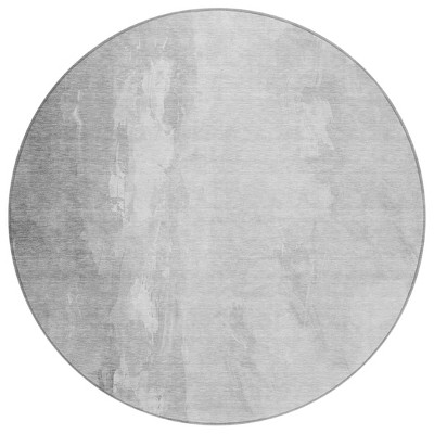 HomeRoots 8' Gray And Ivory Round Abstract Washable Indoor Outdoor Area Rug