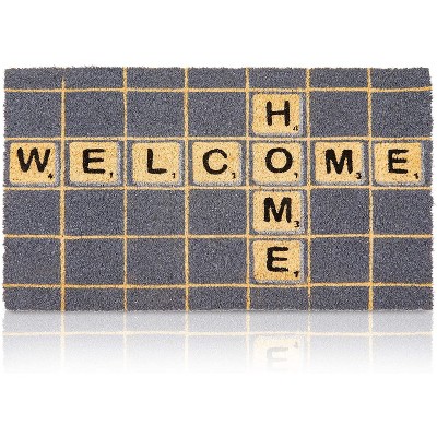 Juvale Welcome Tile Coir Door Mat Indoor Outdoor Doormat Nonslip Front Rugs 17"x30"