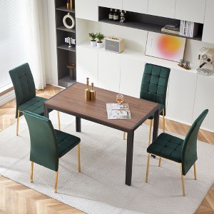 Okak Modern Nordic Velvet Dining Chairs Set of 4, Kitchen Side Chairs with Gold Metal Legs & High Back Cushion for Dining Room - 1 of 4