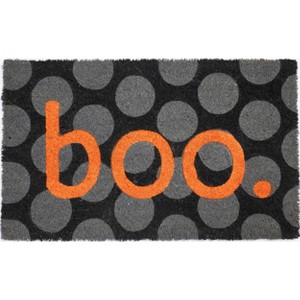 1'4" x 2'4" Halloween Boo Indoor/Outdoor Coir Doormat Black/Gray/Orange - Entryways - 1 of 4
