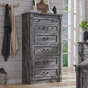 Sincido 6 Drawers Dresser for Bedroom, Farmhouse 48" Wide Dressers w/Roman Column - 1 of 4