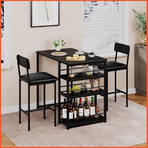 Bar Stools Set of 4, 37 Inch Barstools With Metal Legs PU Seats Chairs - 1 of 4