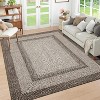 Area Rug Braided Printed Throw, Non-Slip Low Pile Accent Carpet, Foldable Soft Floor Cover for Bedroom or Living Room, Mocha - 2 of 4