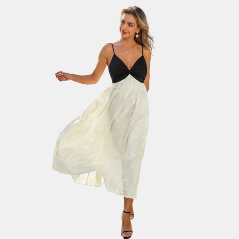 Женские платья Cupshe Women's Chic Two-Tone Maxi Dress with Twist Front Detail-S-White