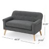 GDFStudio Halima Mid-Century Modern Tufted Loveseat with Rolled Arms and Splayed Rubberwood Legs - 3 of 4