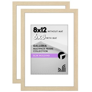 Americanflat 8x12 Picture Frame with Polished Plexiglass - Set of 2 - Use as 6x8 Frame with Mat or Display 8x12 Photo Without Mat - Galleria - 1 of 1