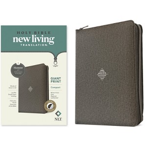NLT Compact Giant Print Zipper Bible, Filament Enabled (Leatherlike, Woven Cross Gray, Indexed, Red Letter) - (Leather Bound) - 1 of 1