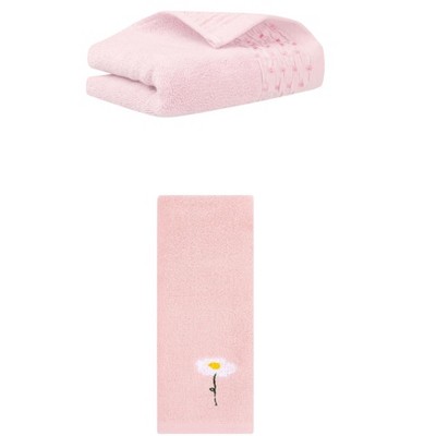 REGALWOVEN Embroidered Cotton Bathroom Decorative Hand Towels 14" x 30"/13" x 30" 2 Pcs