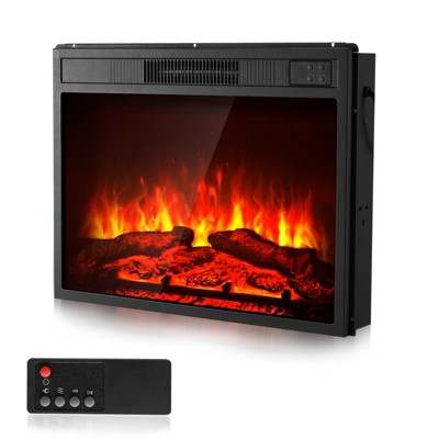 VEVOR Electric Fireplace Insert, 23 in Recessed and Wall Mounted with Adjustable 3 Flame Brightness Levels & 24h Timer & Remote Control, 5000BTU Black