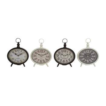 Set of 4 Metal Ring Top Clocks Black - Olivia & May