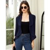 BLUEMING Womens 3/4 Sleeve Cropped Blazer Open Front Cardigan Business Casual Collarless Work Jacket Shrug - 3 of 4
