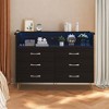 Dresser with LED Light & Charging Station, Storage Cabinet with 6 Drawers and 2 Open Shelves - 3 of 4