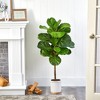 Nearly Natural 3.5-ft Fiddle Leaf Artificial Tree in White Ceramic Planter - 3 of 3
