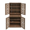 Okak Kitchen Pantry Cabinet, Tall Cabinet with 4 Adjustable Inner Shelves & 4 Doors, Versatile Cupboard for Living Room Dining Room - 3 of 4