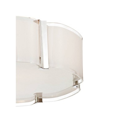 18" Chrome and Glass Drum Modern Ceiling Light