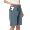 Women's Bermuda Shorts with Zipper Pockets Casual Summer Drawstring Jersey Shorts Elastic Waist Comfy Waffle Shorts - 2 of 4