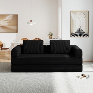 Racxily Convertible Sofa Bed with Pillow - Corduroy Folding Couch, Loveseat Sofa for Living Room, Bedroom, Lounge - 1 of 4
