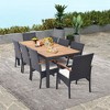 Costway 9 PCS Patio Rattan Dining Set with Acacia Wood Table, Cushions, 1.9" Umbrella Hole - 4 of 4