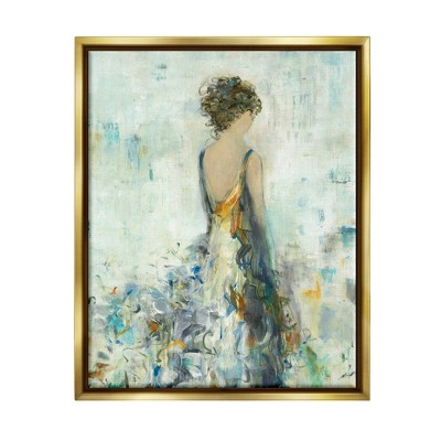 Stupell Industries Abstract Woman Floral Dress Framed Canvas
