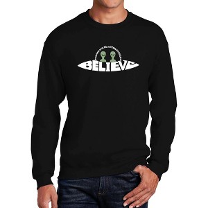 LA Pop Art Believe UFO - Men's Word Art Crewneck Sweatshirt - 1 of 4