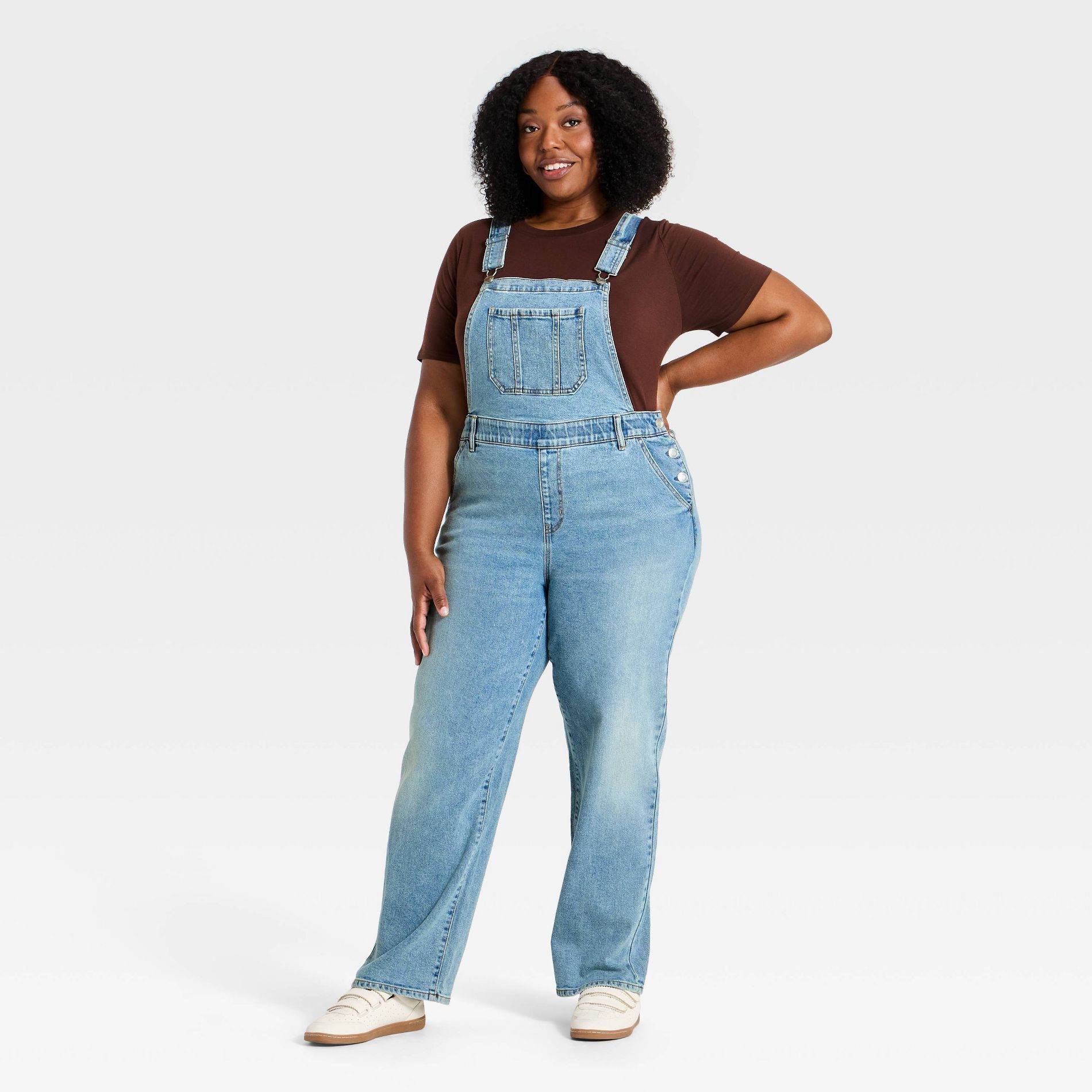 Women's Plus Denim Overalls - Ava & Viv™ Light Wash