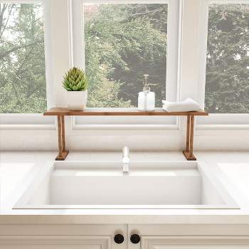 Hastings Home Bamboo Sink Shelf or Countertop Organizer for Kitchen, Bathroom, Bedroom, or Office