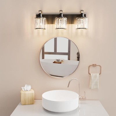 3 lamp Light Black Modern Crystal Table Lamp Mirror Headlight, Bathroom Vanity Lamp, Glass Mirror Vanity Shower Light,  Suitable for Bathroom