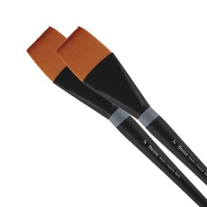 Creative Mark Beste Golden Taklon Wash 2" - 2 Pack Artist Brush, Professional Watercolor Brushes, For Acrylic Painting, Short Handle, Sharp Edges, - 1 of 4