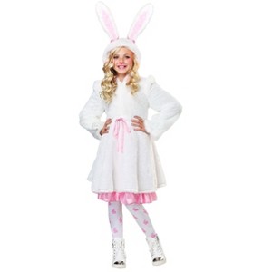 HalloweenCostumes.com Fuzzy White Rabbit Costume for Girls - 1 of 4