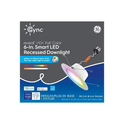 GE CYNC Smart LED Wafer Downlight Full Color: Energy Star Certified Recessed Light, Alexa & Google Compatible, 1150 Lumens